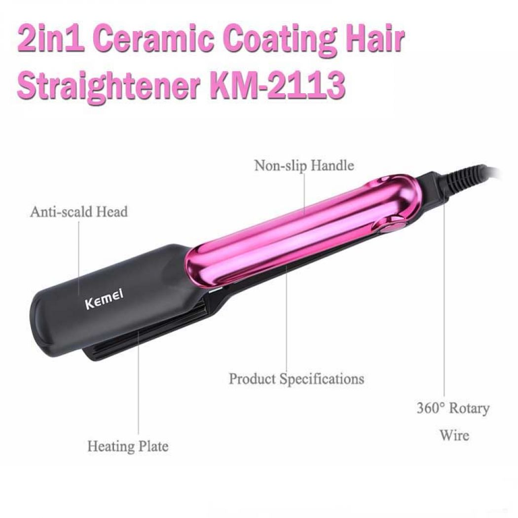 2in1 Ceramic Coating Hair Straightener KM-2113